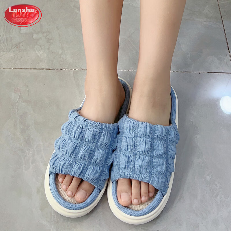 Langsha Linen Slippers for Women, Outdoor Wear, Internet Celebrity Style, 2023 Home Thick-Soled Versatile Non-Slip Cute Household Cotton And Linen Slippers for Wome 14
