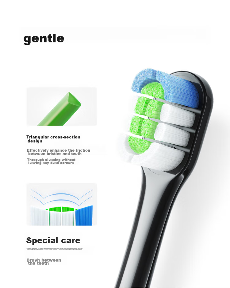 Hongmengzhixuan Libode Smart Electric Toothbrush Star Diamond Edition Brush Head, Efficient Cleaning Type, 2-Pack (Black) 9