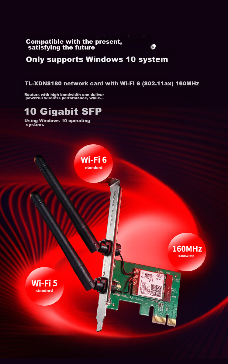 TP-LINK WiFi 6 Wireless Network Card, AX3000 Gigabit Dual-Band 5G Wireless Network WiFi Receiver, Desktop Computer Built-In PCI-E Wireless Network Card, TL-XDN8180 8