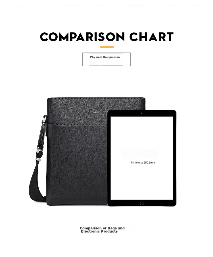 Goldlion Single-Shoulder Bag, Top-Grain Leather Crossbody Bag, Business Men's Bag, Vertical Style, Japanese Character Design, Birthday Gift 16