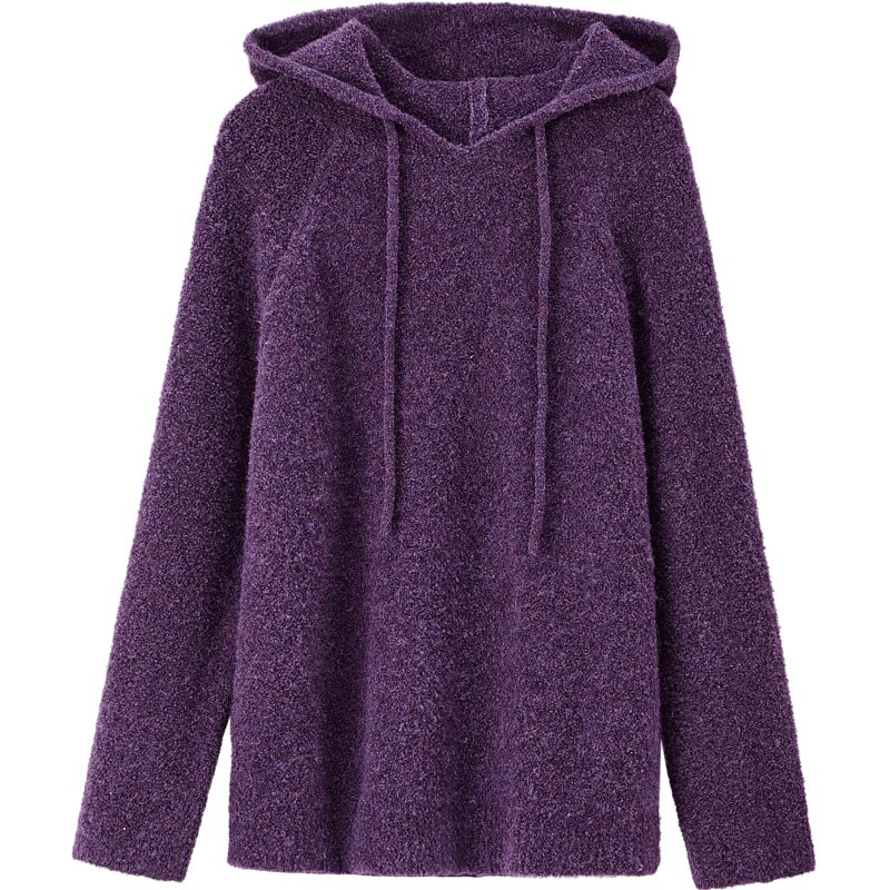 DME "Paper Doll Circle Yarn Sweater" 2025 Winter Hooded Long Sleeve Simple and Comfortable Knit Sweater Women's Top