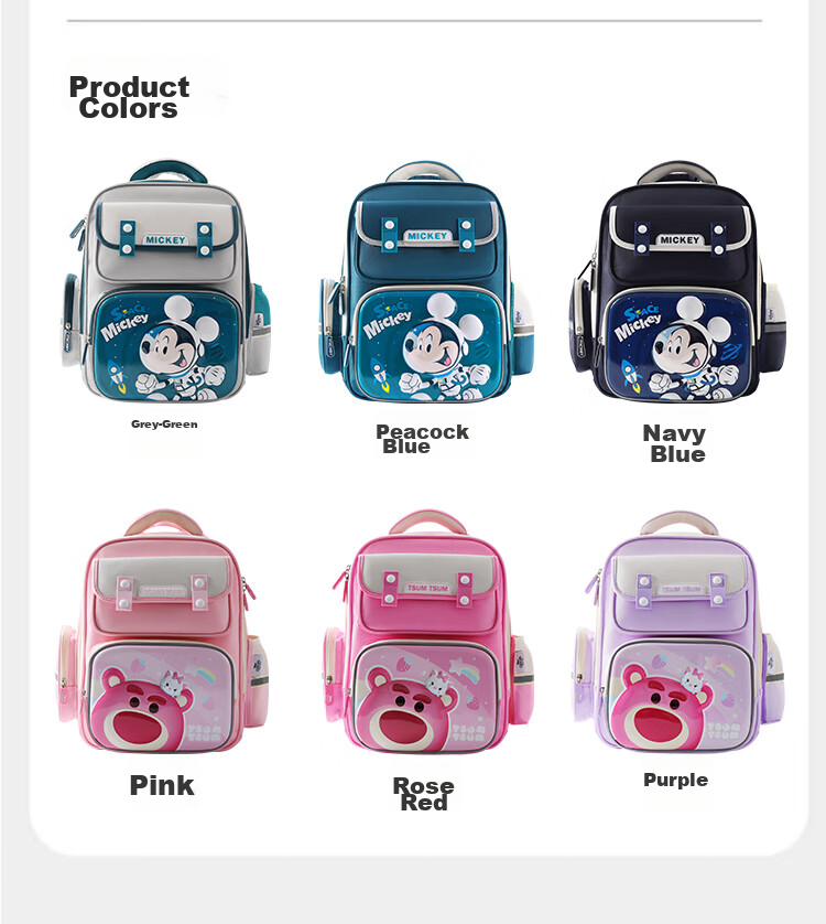 Disney Backpack for Primary School Boys Grades 1-4, Lightweight Spine-Protecting Shoulder Bag for Children And Girls, Red 15