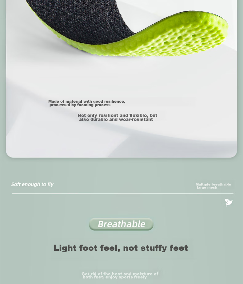 IQGD 2 Pairs Sports Insoles for Men, Soft And Elastic, Mugwort Scent, Odor-Resistant, Breathable, Shock-Absorbing, Military Training 6019, Black And Green, Size 35-36 7