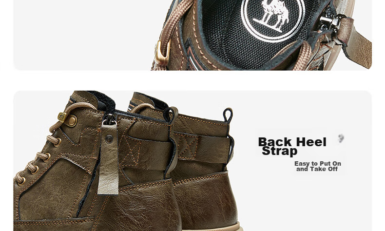 CAMEL Brand Martin Boots, Outdoor Casual Work Boots, British Style Motorcycle Men's Shoes, P14W342602, Khaki, Size 40 23