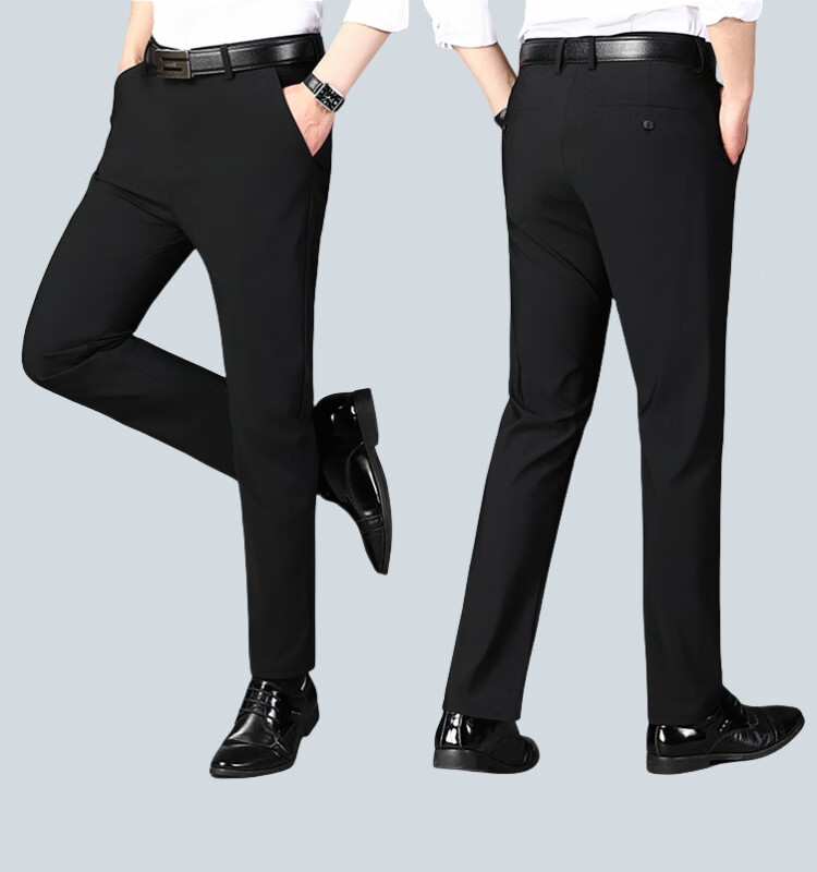 Ayoupang Summer Lightweight Plus Size Ice Silk Business Commute Dress Pants for Men, Elastic Breathable Large Size Work Casual Trousers Long Pants for Chubby People 4