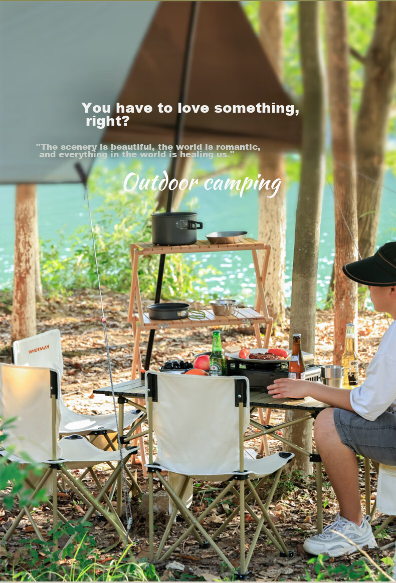 Woteman Outdoor Folding Table And Chair Set, Picnic Camping Lightweight Portable 7-Piece Set for Balcony Fire Pit Tea Brewing Table And Chairs 1