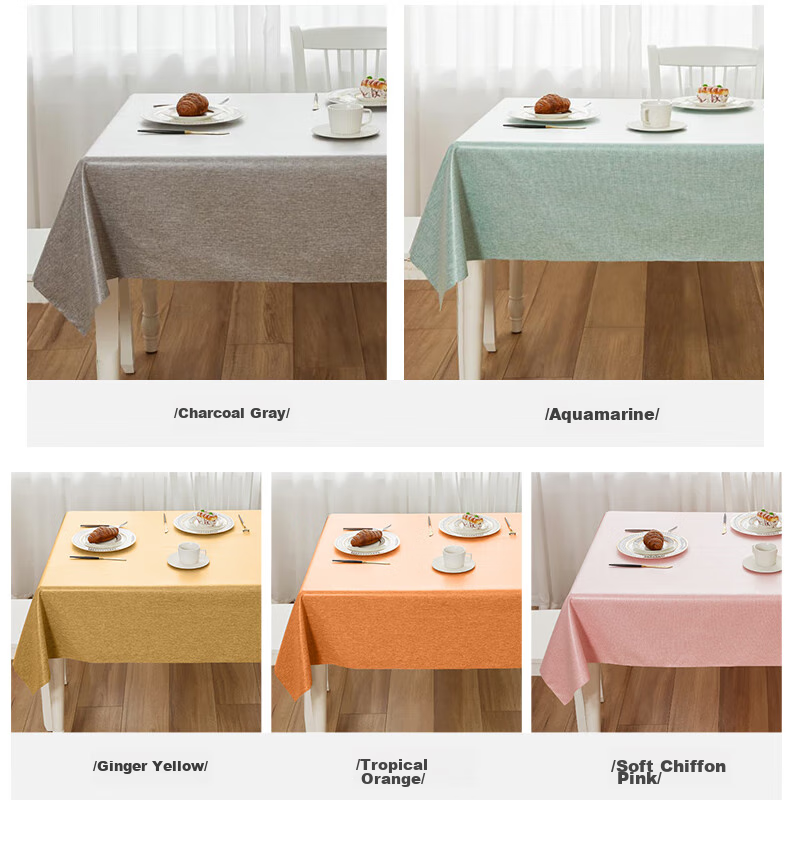 CHERISHES LIFE Waterproof And Oil-Resistant Rectangular Tablecloth for Dining Tables, Hotel Banquet Fabric Table Cover, Washable, Cream White, 137*220cm 17