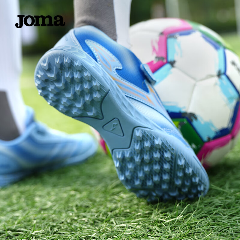 JOMA Soccer Shoes TF Turf Cleats for Youth, Children And Elementary School Students, Non-Slip, Wear-Resistant, Breathable Football Training Shoes, Light Blue, Size 34