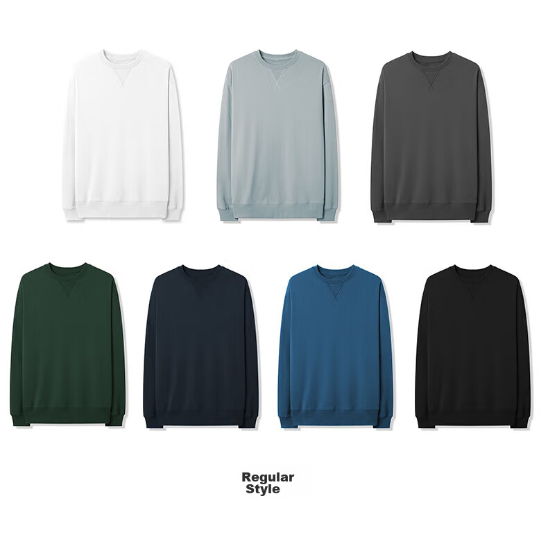 MARKLESS Men's Sweatshirt 100% Cotton Autumn Casual Crewneck Pullover 0434 Pine Green 2XL 34