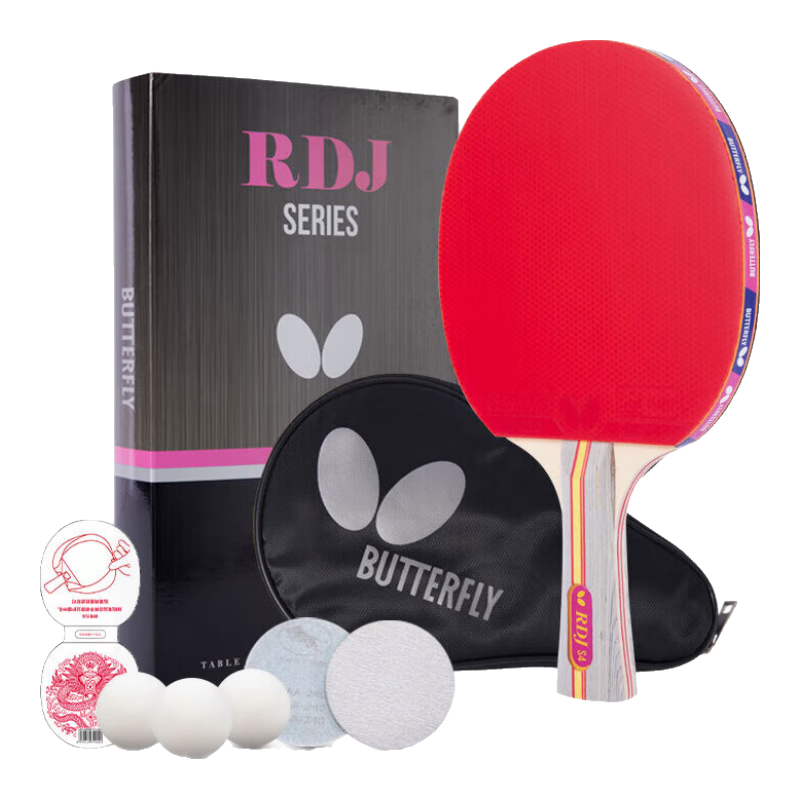 BUTTERFLY S Four-Star Competition Table Tennis Racket, Finished Horizontal Paddle, 5-Layer Pure Wood, Double-Sided Reverse Rubber