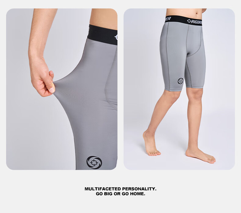 RIGORER Temperature-Adjustable Shorts, Men's Compression Pants, Basketball Quick-Dry High-Elasticity Knee-Length Undershorts, Running Tight-Fitting Pants, Training 7/8 Length Shorts 15