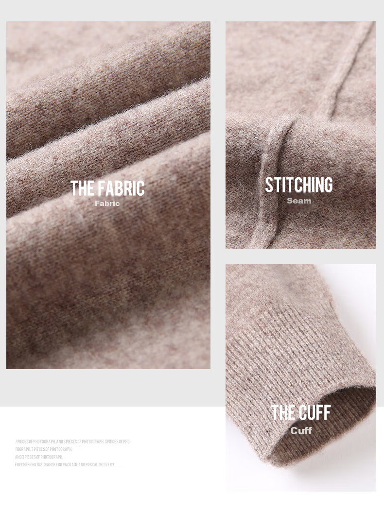 Hengyuanxiang Men's Thick 100% Pure Wool Sweater, Autumn And Winter Solid Color Casual Base Layer Knit Pullover for Young And Middle-Aged Me 30