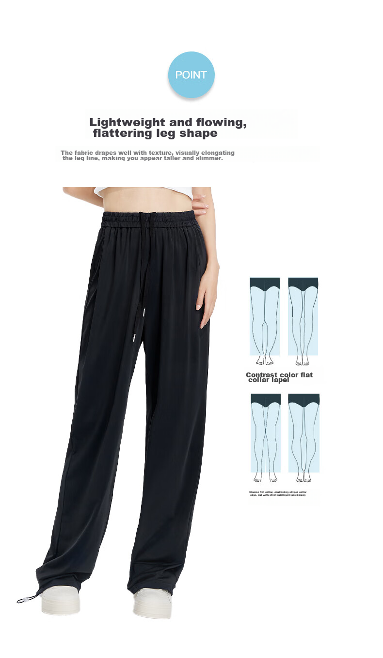 Zao Ice-Cool Sun Protection Pants, Draping Slimming Effect, Lightweight Summer Casual Pants for Women, Tapered Leg Trousers, Black, Size M 6
