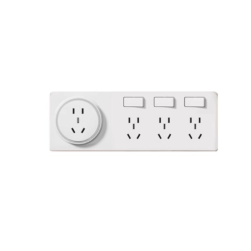 AUX 86-Type Expandable Socket with Switch Panel, Surface-Mounted Expansion Power Strip Converter, Multifunctional Power Board, White, Four Outlets, Five-Hole, 10A