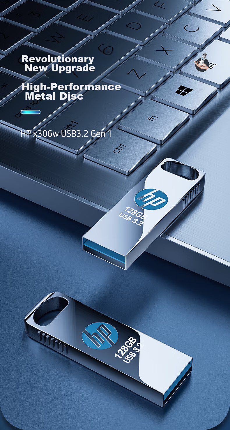 HP 32GB USB 3.2 Gen 1 Flash Drive with Type-C Adapter, X306w Metal High-Speed USB Drive, Upgraded Read Speed 230MB/s, Study And Office Computer Flash Drive 5
