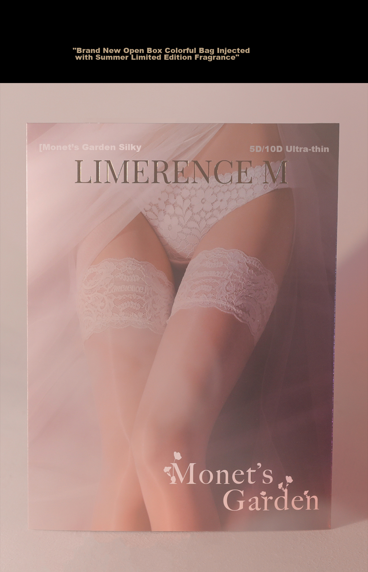 Limerence M [0.01] Stockings, Monet Garden Smooth Women's Thin Sexy Lace Thigh-High Stockings, Black, One Size Fits All 10