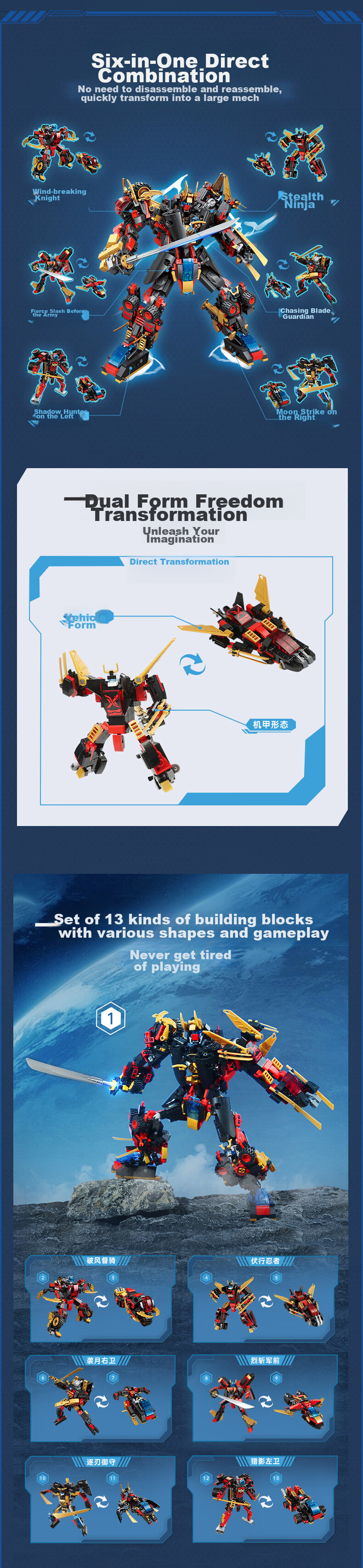 ENLIGHTEN Building Blocks, Children's Assembly Toy, Transforming Robot Mecha, Birthday Gift for Boys Aged 6-12, Xingmeng Wushe 3