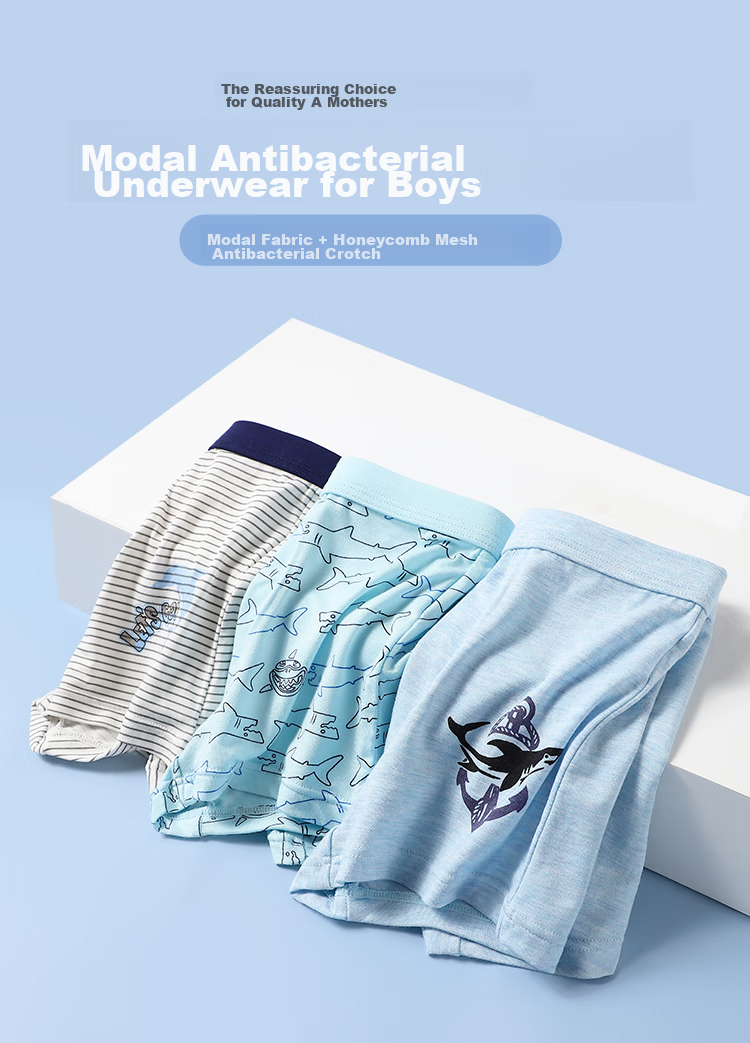 LangSha Children's Underwear, Boys' Modal Antibacterial Crotch Breathable Class A Boxer Briefs for Older Children And Teenagers, Shorts, Size 110 1