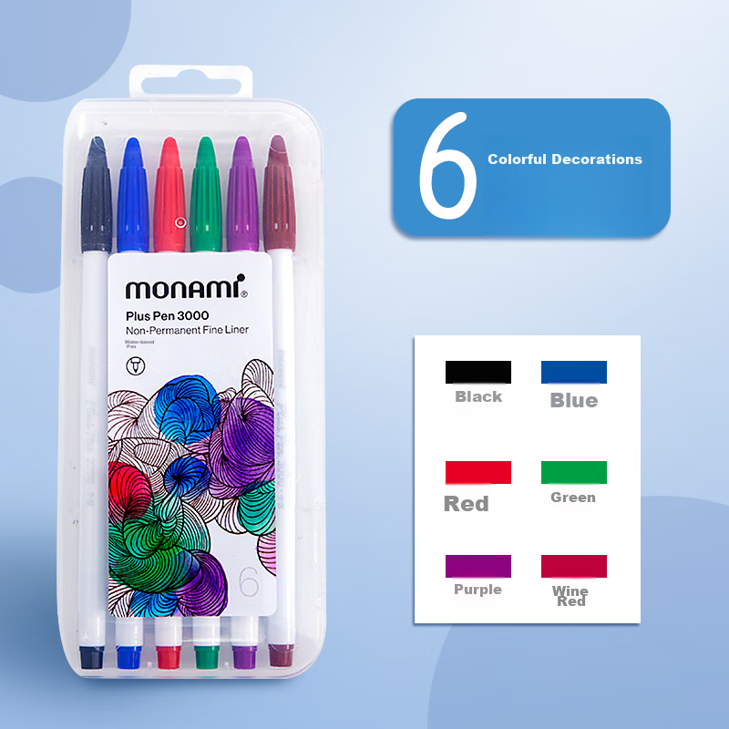 Monami New P3000 Fiber Pen, Water-Based Pen, Colorful Gel Pen Set, Watercolor Pen, Outline Pen, Journaling Pen, Soft 12 Colors 04009Z12-S Watercolor Pe 13