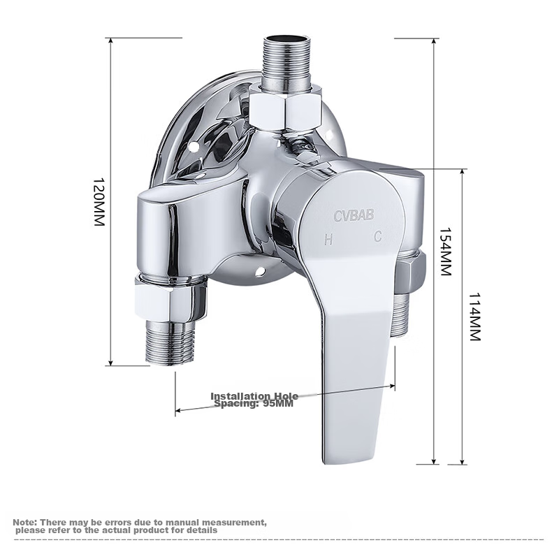 CVBAB Surface-Mounted Shower Faucet, Copper Mixing Valve, Shower Head with Exposed Pipes, Hot And Cold Water Mixing Valve, Shower Faucet Switch CV1622