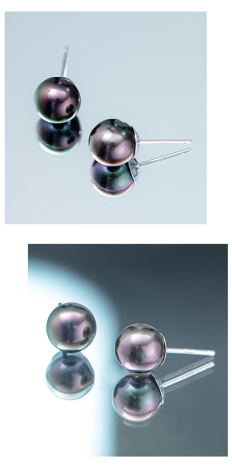 Hrfly Silver Stud Earrings with Seawater Black Pearl, Micro Baroque Earrings, Gift for Women, Exquisite Small Gift, High-End Gift Box 6