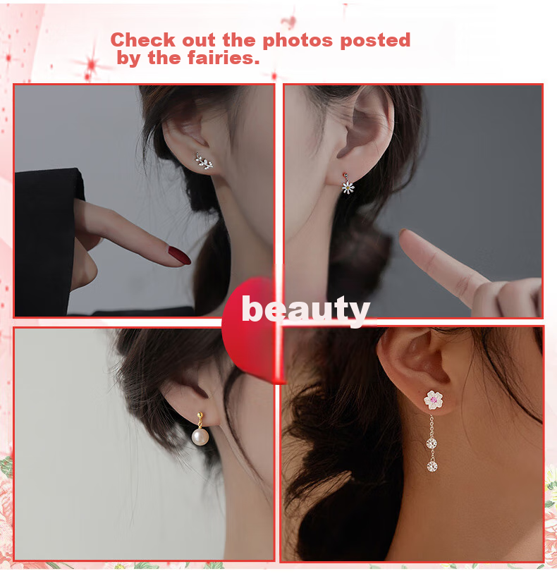 Dijing 999 Sterling Silver Earrings for Women, 2026 New Style Birthday Gift for Girlfriend, One-Week Stud Earrings, Ear Ornaments, Ear Drops 6