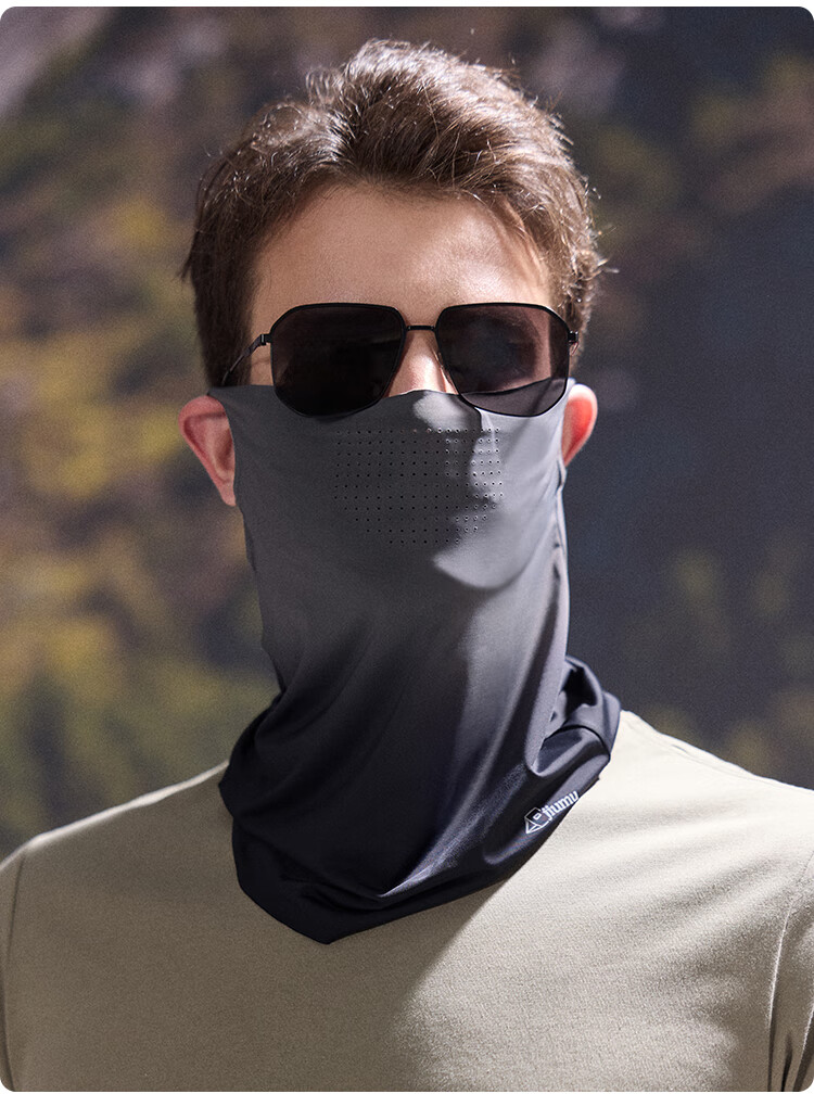 JIUMU Ice Silk Sun Protection Face Mask for Men, Cycling Summer UV-Resistant Sunshade Neck Guard Full Face Breathable Sun Protection Mask 12