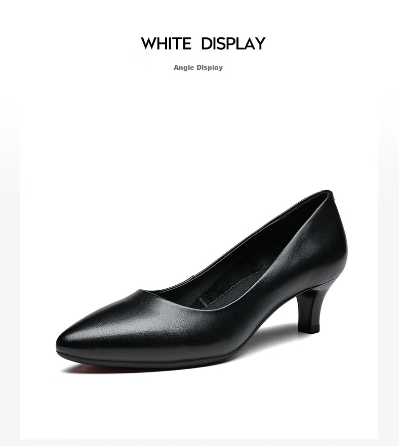 RED DRAGONFLY Official Exam Interview Commuter Leather Shoes, Shallow Mouth Thin Heel Pumps for Women, Formal Pointed High Heels WDB9247, Black, Size 38 7