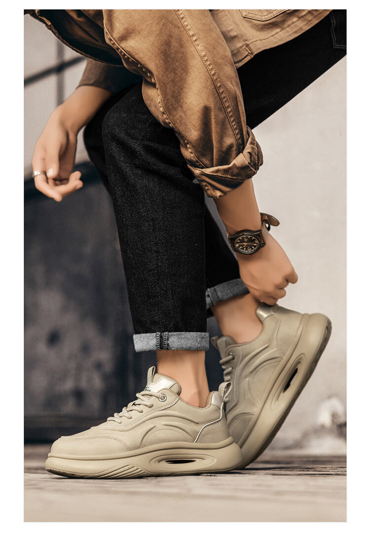 Bull Family Men's Shoes 2026 Spring New Trendy Fashion Durable Casual Soft Sole Height Increasing Versatile Sports Shoes 11