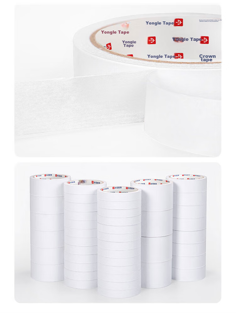 Yongguan Double-Sided Tape for Students, High Adhesive Craft Paper Double-Sided Tape Stationery, Easy to Tear And Stick, Poster Tape 25mm*10m*7 Rolls/bucket, Office Couplets Special Use, Spring Festival Couplets Adhesive Tape 10