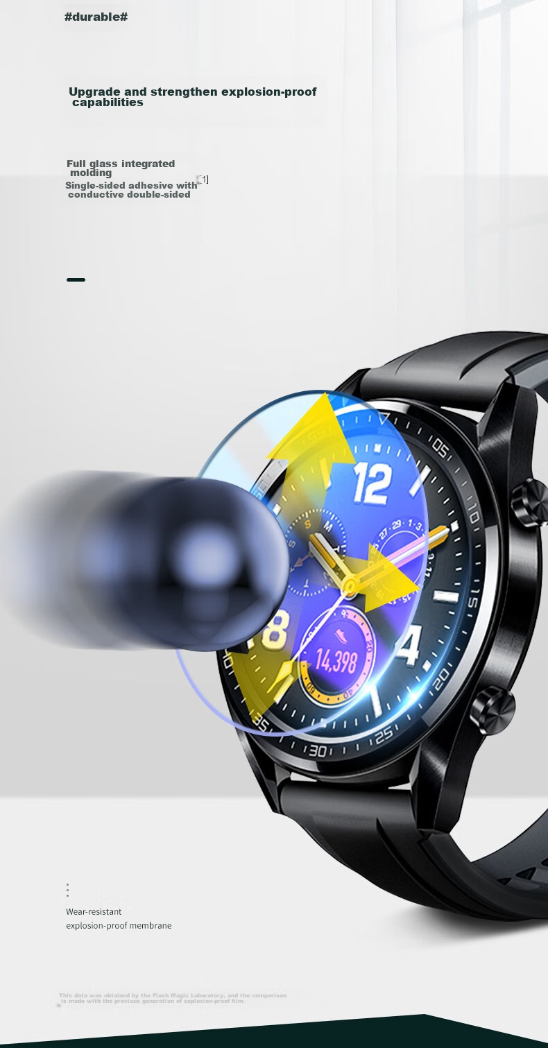 Shanmo Tempered Glass Screen Protector for Huawei WATCH GT5/4/4s/5/5 Pro, Protective Film for Smartwatch, Anti-Scratch, Shockproof, Wear-Resistant, Full Coverage, HD Glass Film, 46mm 4