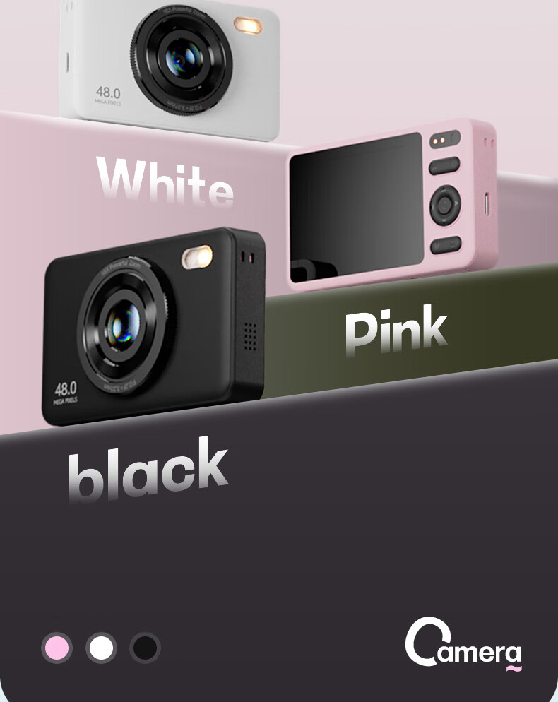 BENJIE Digital Camera, CCD Student Point-And Camera with Image Stabilization, COMS High-Definition Mini Entry-Level Camera, Quick Direct Transfer, 2.4-Inch IPS Screen, 32GB White 8