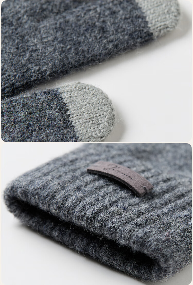 JIUMU Wool Thermal Gloves for Men, Winter Thickened Cold-Proof Touchscreen Compatible Knitted Woolen Gloves 17