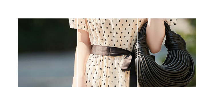 Dme [Puff Sleeve] Summer Flocked Floral Loose Dress for Wome 8