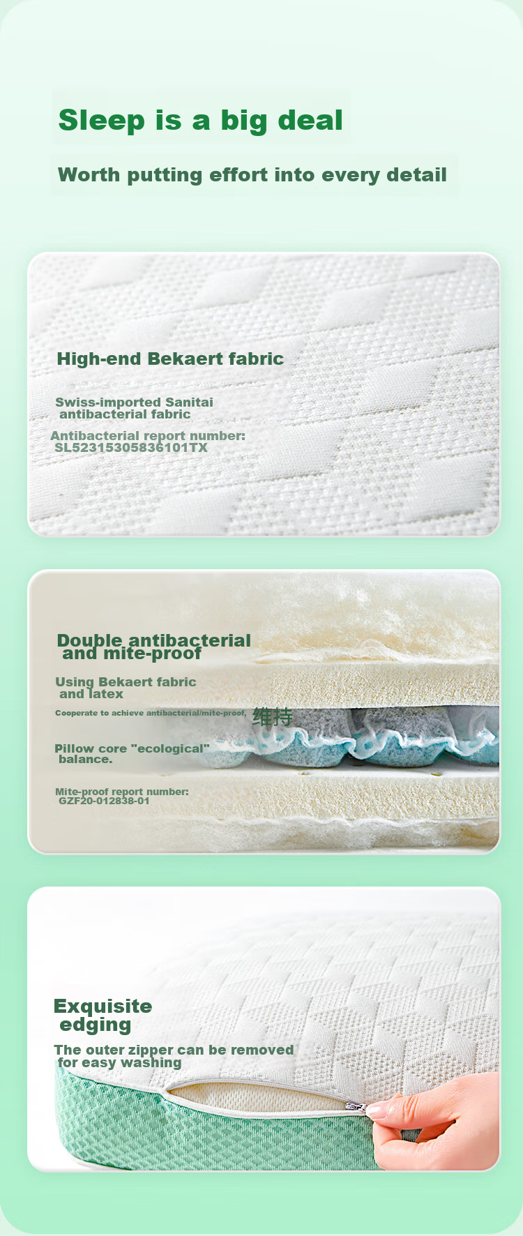 Jinxiangshu Thai Natural Latex Pillow Spring Mattress Core Cervical Pillow Side Sleeping Anti-Snoring Adult Special Gift Box Set 15