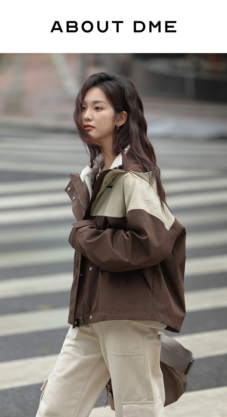 DME Workwear Two-Piece Set Winter Color-Block Detachable Fleece-Lined Jacket for Women 1