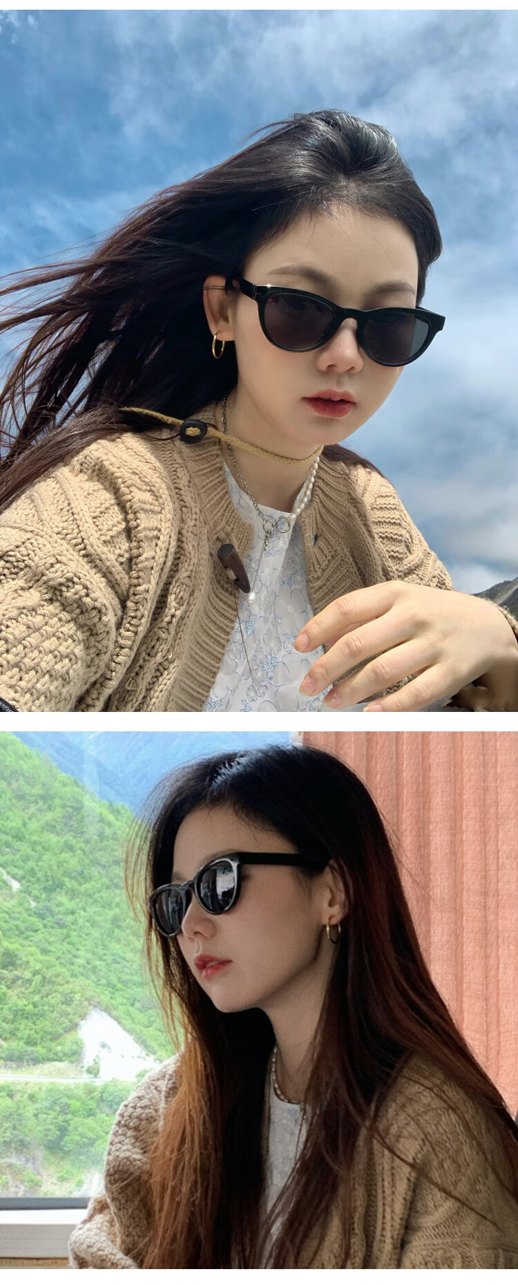 Angelamiao Women's Cat-Eye Small Frame Versatile Fashionable Sunglasses, High-Definition Polarized Sunglasses for Back-To 20