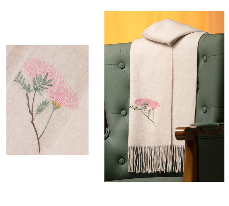Shanghaigushi 100% Wool Scarf Gift Box, Winter Warmth, Embroidered Neckwear for Men And Women, Birthday Gift for Mom Or Teacher, National Day Present 47