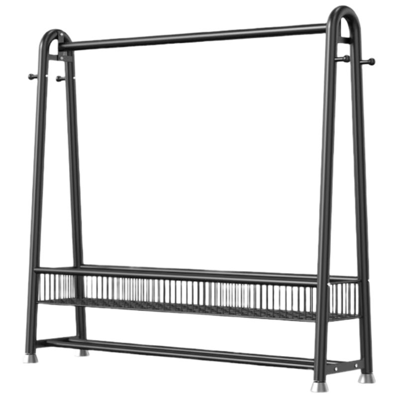 Shunyou Coat Rack, Floor-Standing Clothes And Hat Stand, Bedroom Living Room Movable Drying And Storage Rack, Black, 120cm, SY-405
