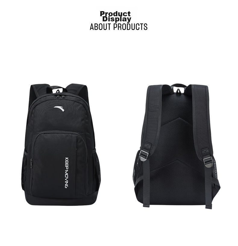 Anta Walker Black Backpack Unisex Student School Bag Laptop Sports Travel Bag 24