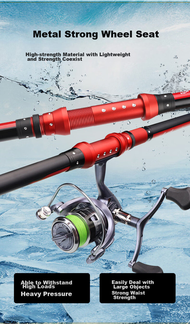 Taigek Fishing Rod Set, Huolong 2.7 Meters Carbon Fiber Long-Casting Sea Rod, Fishing Tackle Supplies, Complete Set of Fishing Rods 6
