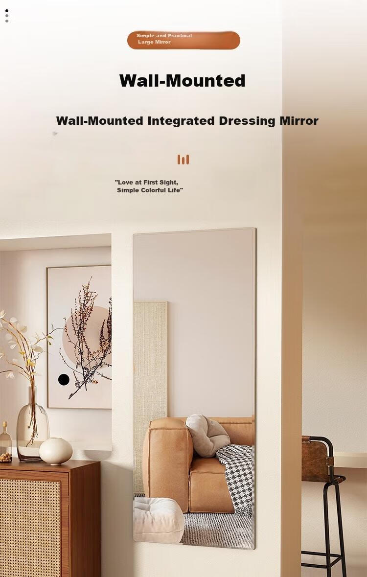 Anerya Full-Length Mirror, Frameless, Adhesive Wall-Mounted, for Bedroom And Living Room, Dressing Mirror, Home And Dormitory Use, Shatterproof Mirror, 50*150 Cm 2