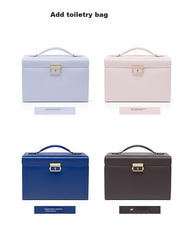 VLANDO Lockable Jewelry Box with Lambskin Pattern, High-End Luxury Large Capacity Storage Box, Wedding Gift, Mid-Autumn Festival Gift for Girlfriend 11