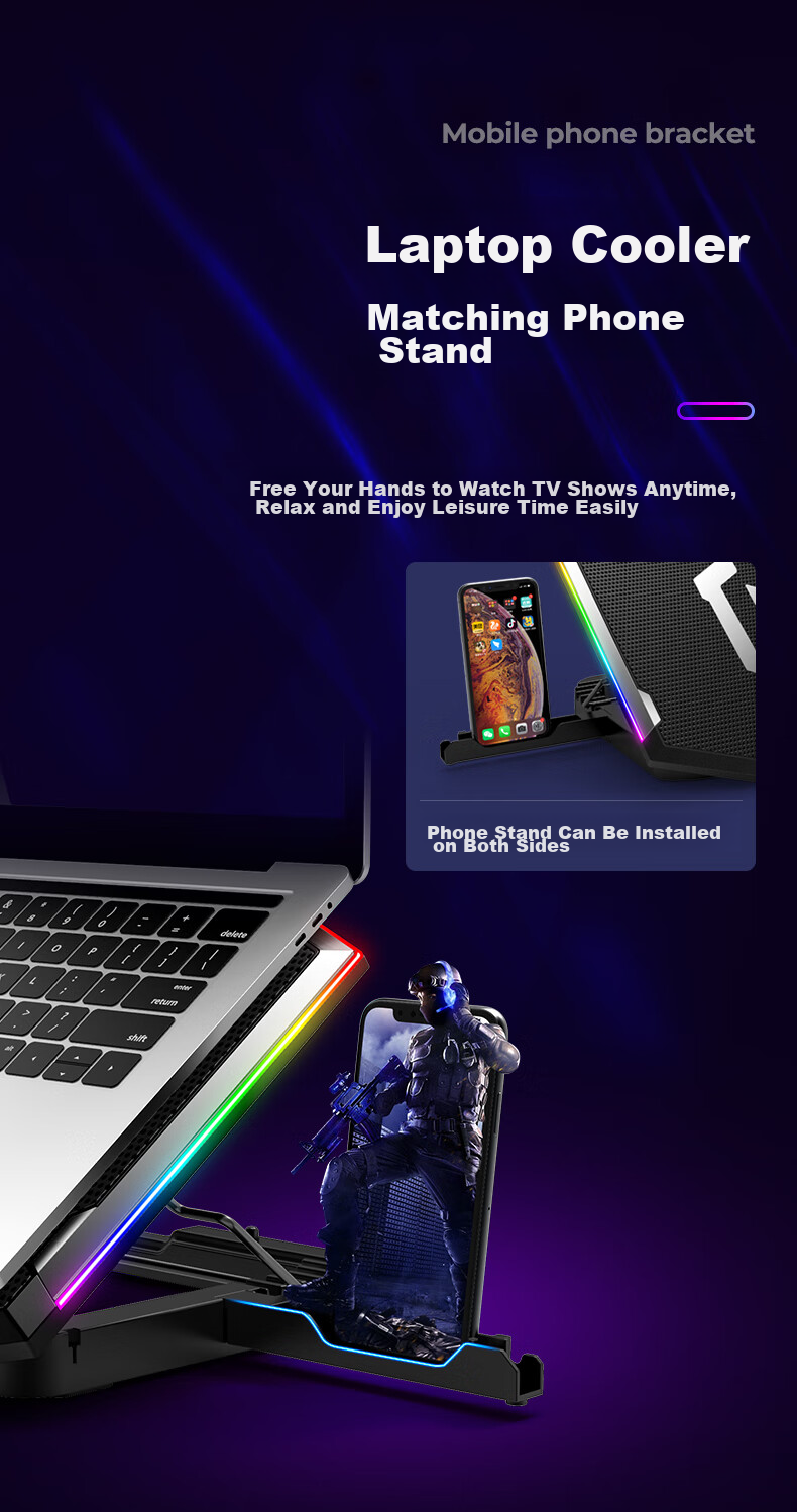 ICE COOREL K9 Pro Laptop Cooling Pad, Computer Desk Riser Stand, Gaming Laptop Cooling Base with USB 3.0 Port And RGB Lighting, Suitable for Lenovo Legio 7