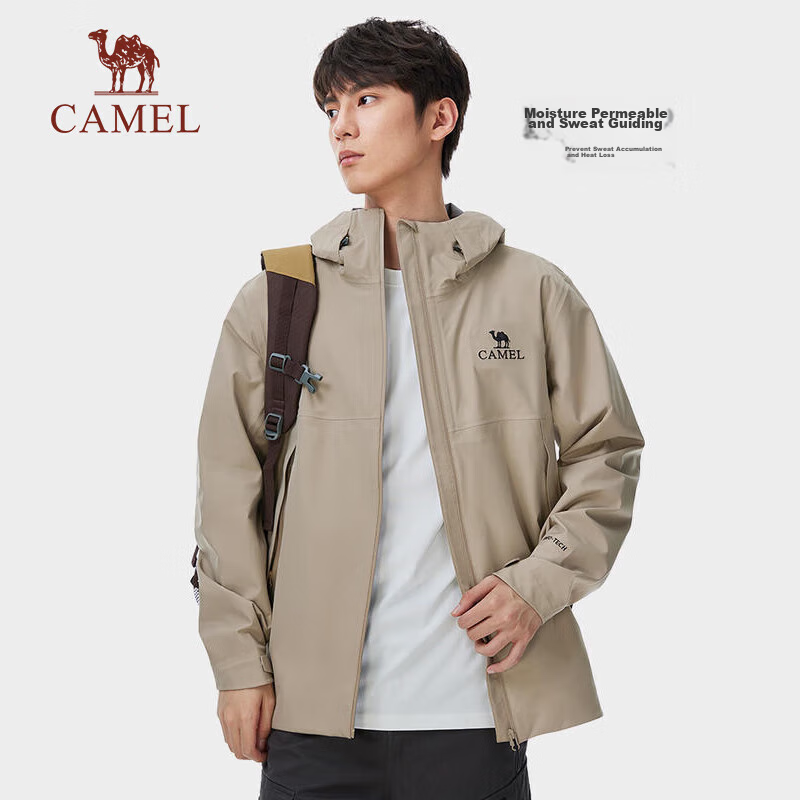 CAMEL Hardshell Jacket for Men And Women, Chinese Outdoor 3L Fully Sealed Waterproof Rainproof Orange Hiking Mountaineering Coat O189