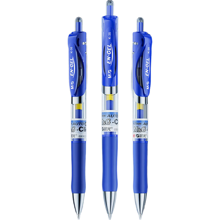 M&G Retractable Gel Pen K35/0.5mm Blue Gel Pen Classic Exam Retractable Bullet Tip Carbon Ink Pen Writing Pen Blue Pen Ink Pen Signature Pen 6 Pieces
