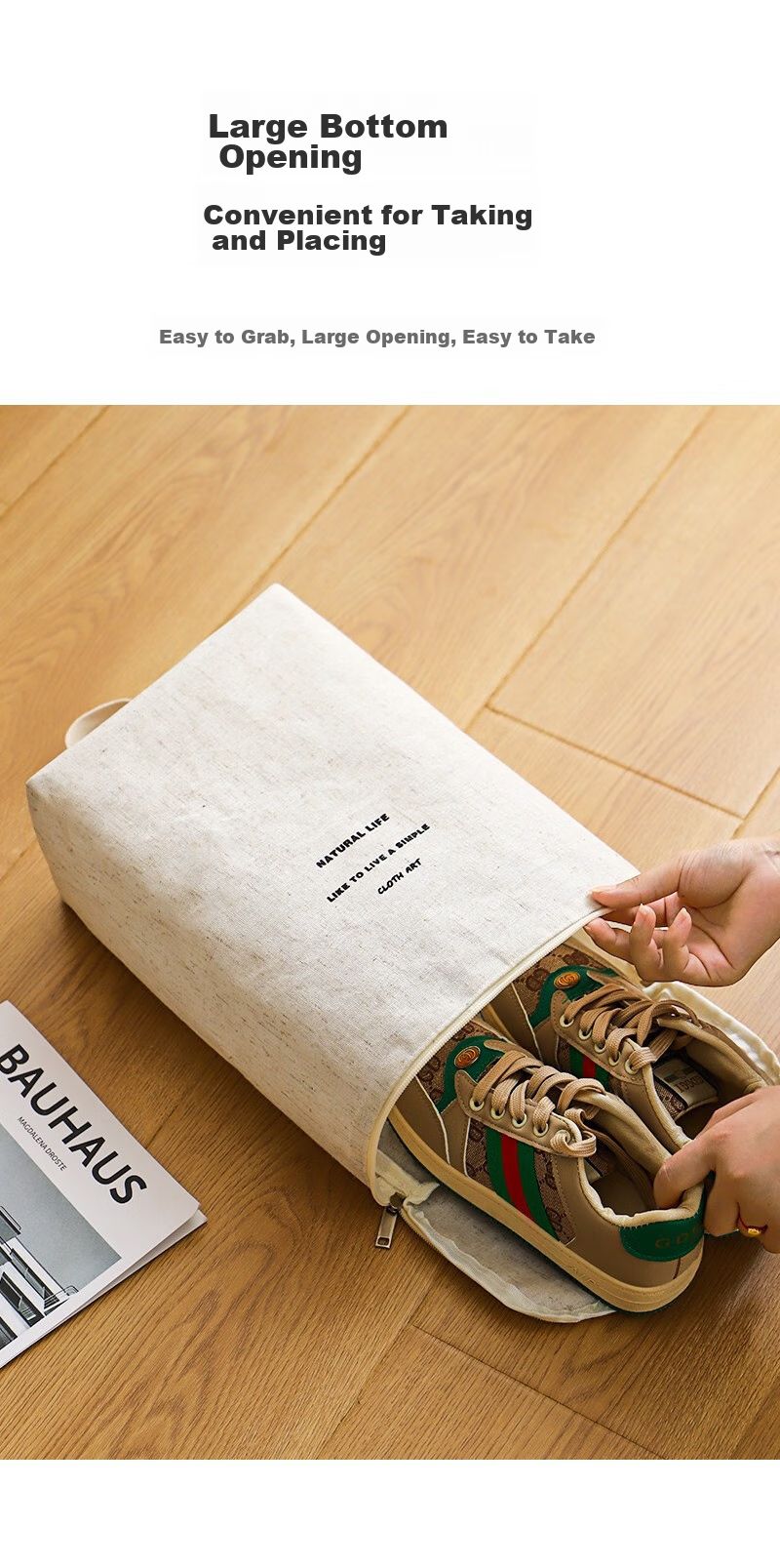 Fanyejia High-End Shoe Storage Bag, Cotton And Linen Travel Suitcase Organizer, Shoe And Boot Storage Bag, Portable Large Capacity, Can Be Handheld 6
