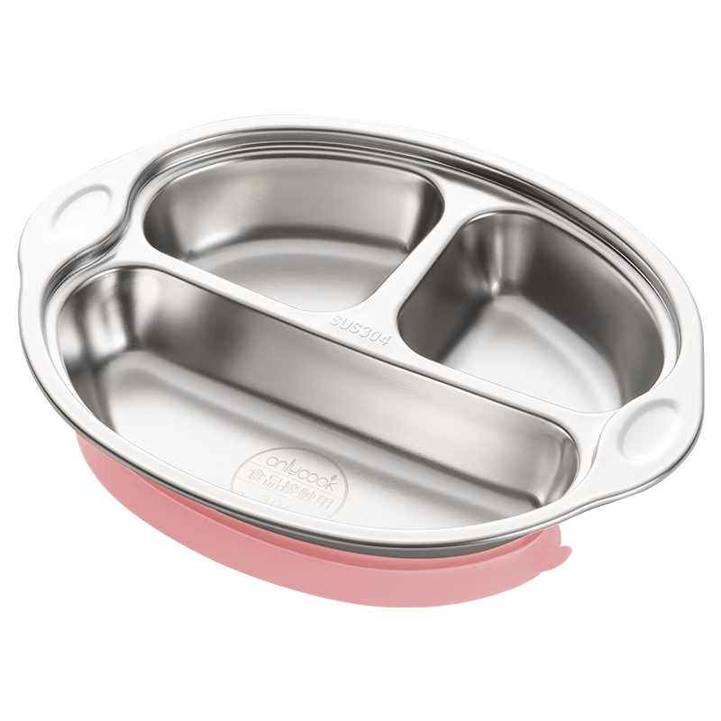 Onlycook [Sun Li Same Style] Children's Suction Plate, 304 Stainless Steel Baby Food Plate, Dishware Compatible with Dishwasher