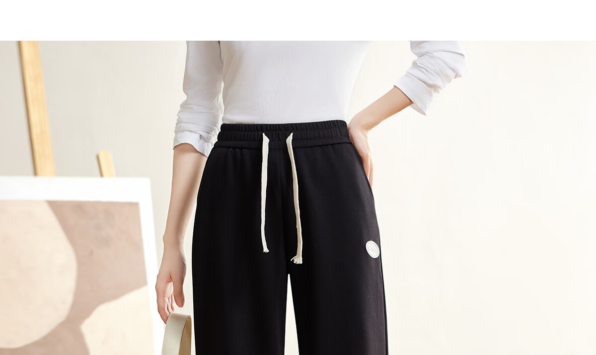 Halo Queen Women's Casual Pants, Spring And Autumn Side Striped Contrasting Color, Drawstring Elastic Waist, Summer Loose-Fitting Sweatpants, New Product H143R1011 30