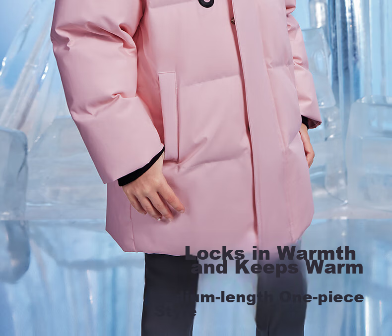 SNOWFLYING Children's Clothing, Boys' down Jacket, Thickened for Older Children, Girls' Mid-Length down Coat, Warm Beige, Size 140 4